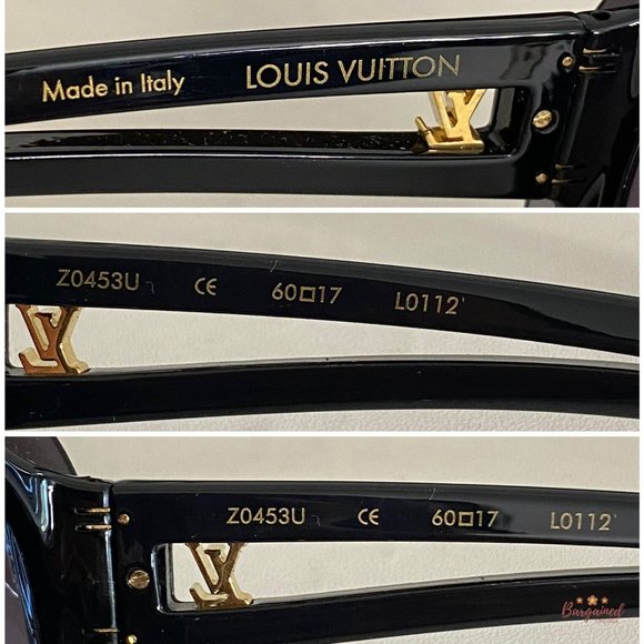Authentic LOUIS VUITTON Black Acetate Flore Carre LV Logo Sunglasses Z0453U - Picture 8 of 12